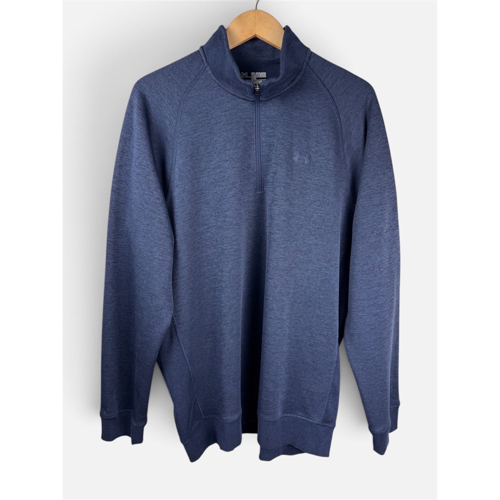 Under Armour ColdGear Men's 2XL Heathered Blue Quarter Zip Pullover Loose Fit